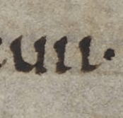 Medieval manuscript image of the Roman numeral for 7.